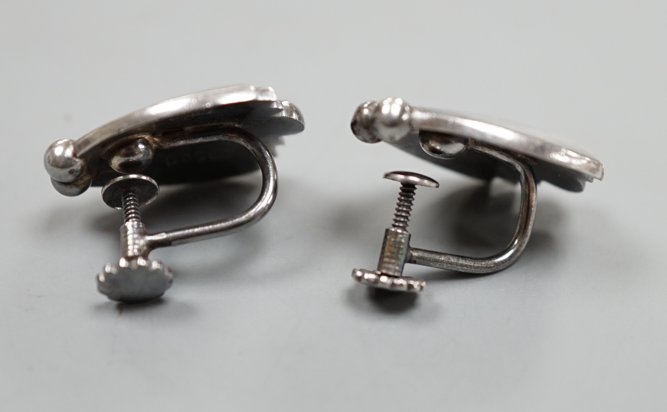 A pair of Georg Jensen sterling ear clips, design no. 106, 20mm.